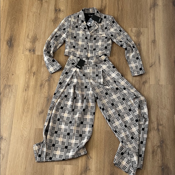 Fate Pants - Fate Black and Cream Patterned Suit